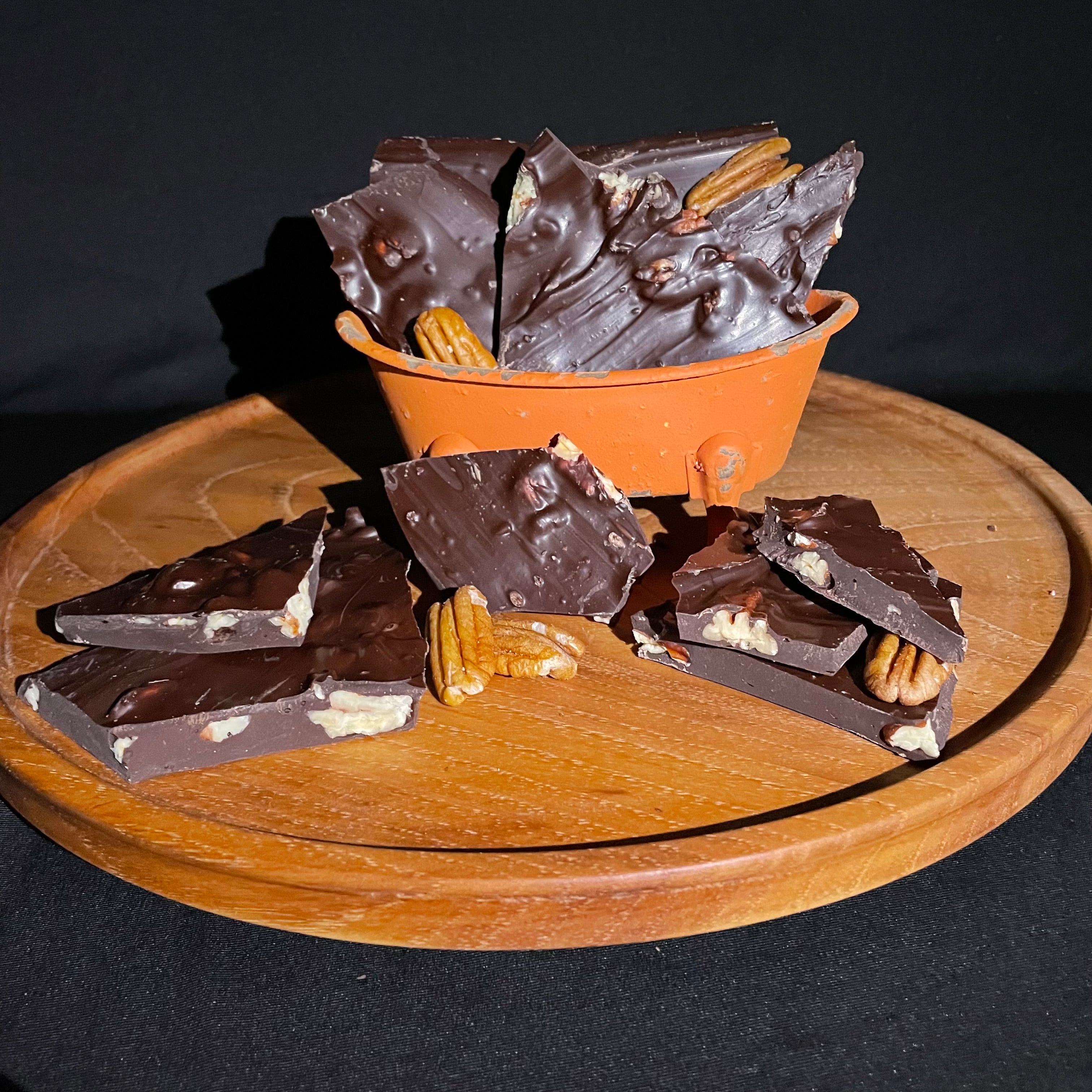 Pecan Bark Dark Chocolate- 8 oz