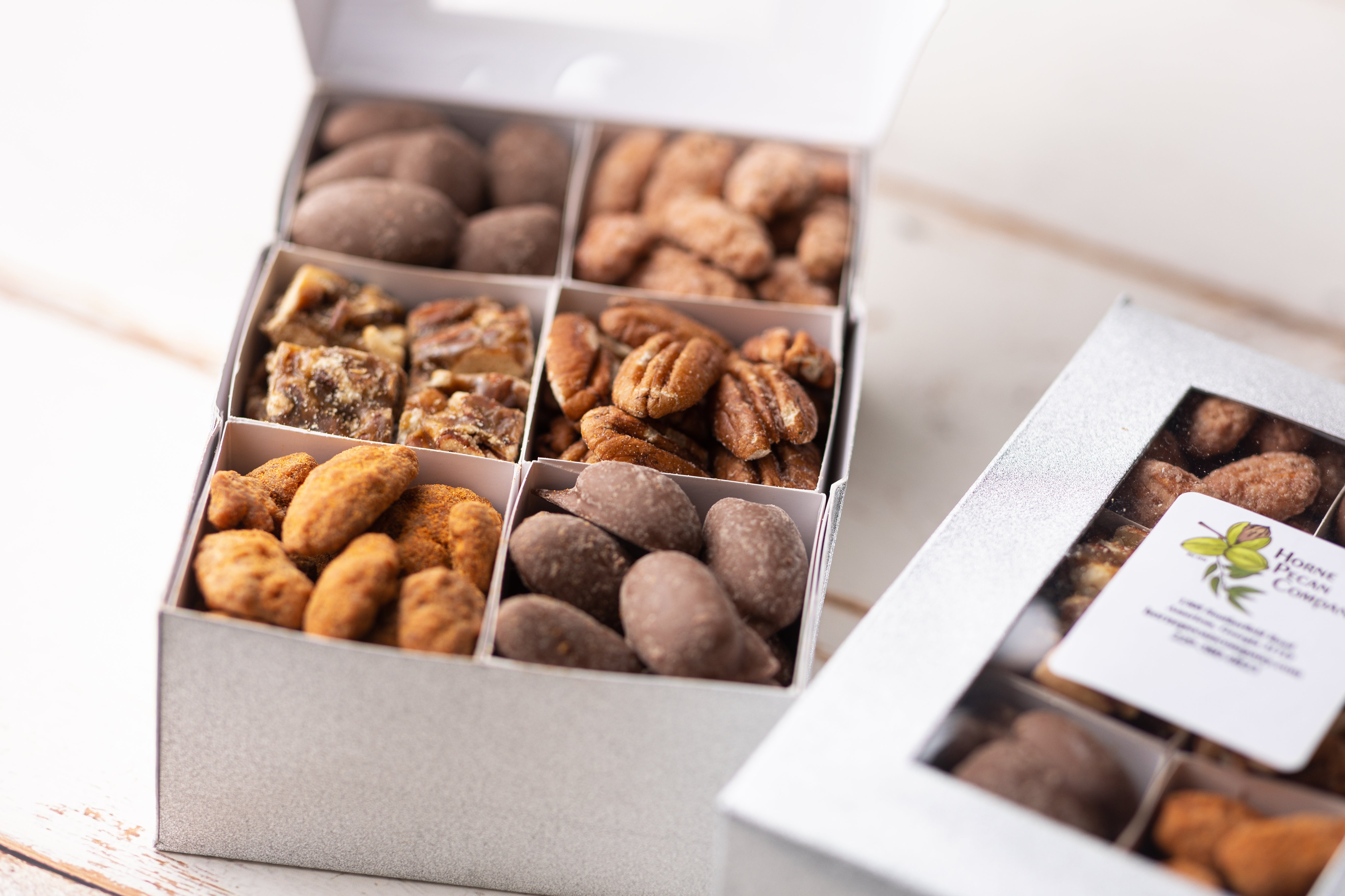 6 Section Pecan Candy Sampler Box